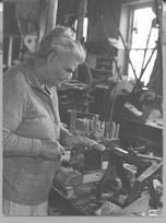 SA0127 - Lillian Barlow was from the Second family.  Photo shows her making a chair, using a lathe and chair making tools.